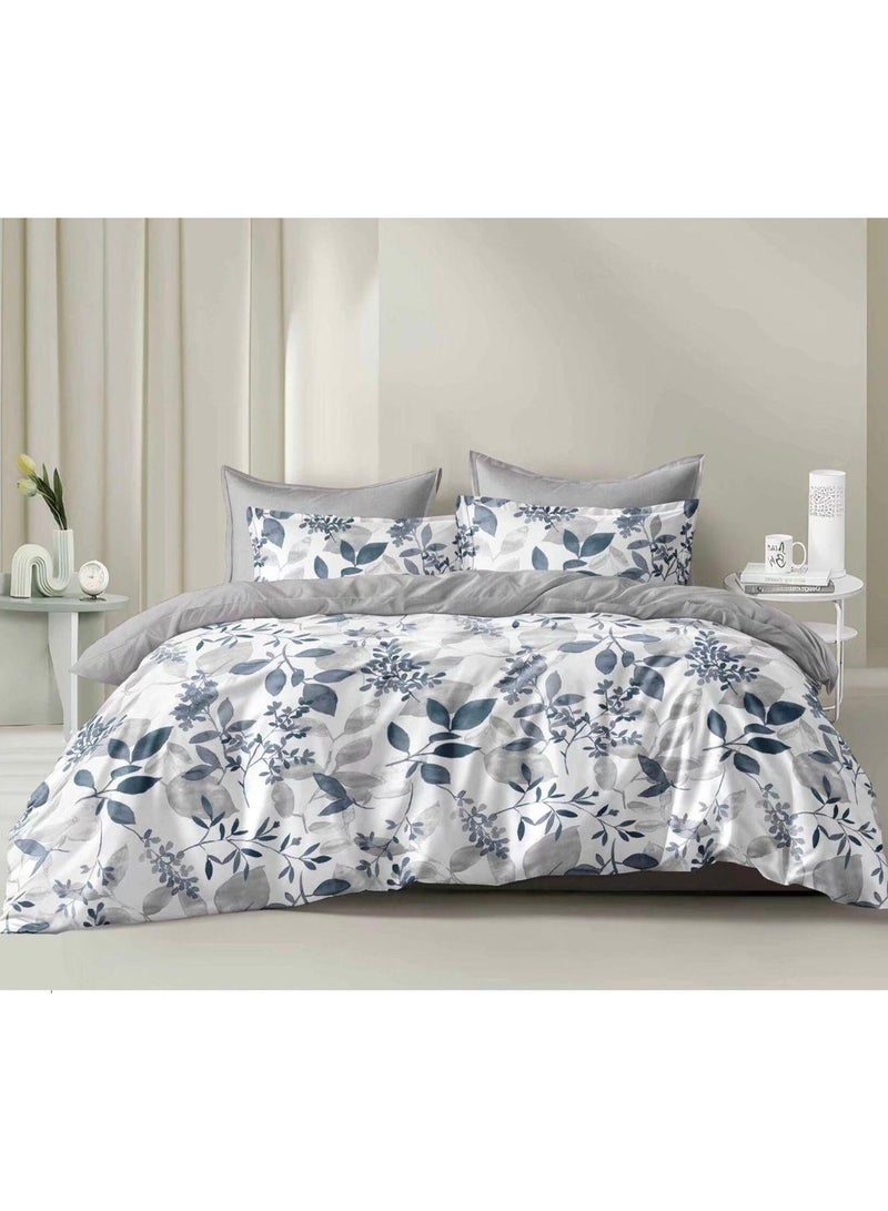 6 Pcs King Cotton Duvet Cover Set - Soft Lightweight & Breathable, Fitted Bedsheet, 4 Pillow Covers